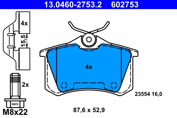 Bremsbelagsatz FÜR Renault Grand ScÉNic III (JZ0/1 ) - ATE 13.0460-2753.2-image