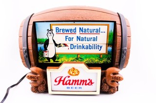 1960 HAMMS BEER ROTATING FLIP MOTION BARREL LIGHT BEER SIGN
