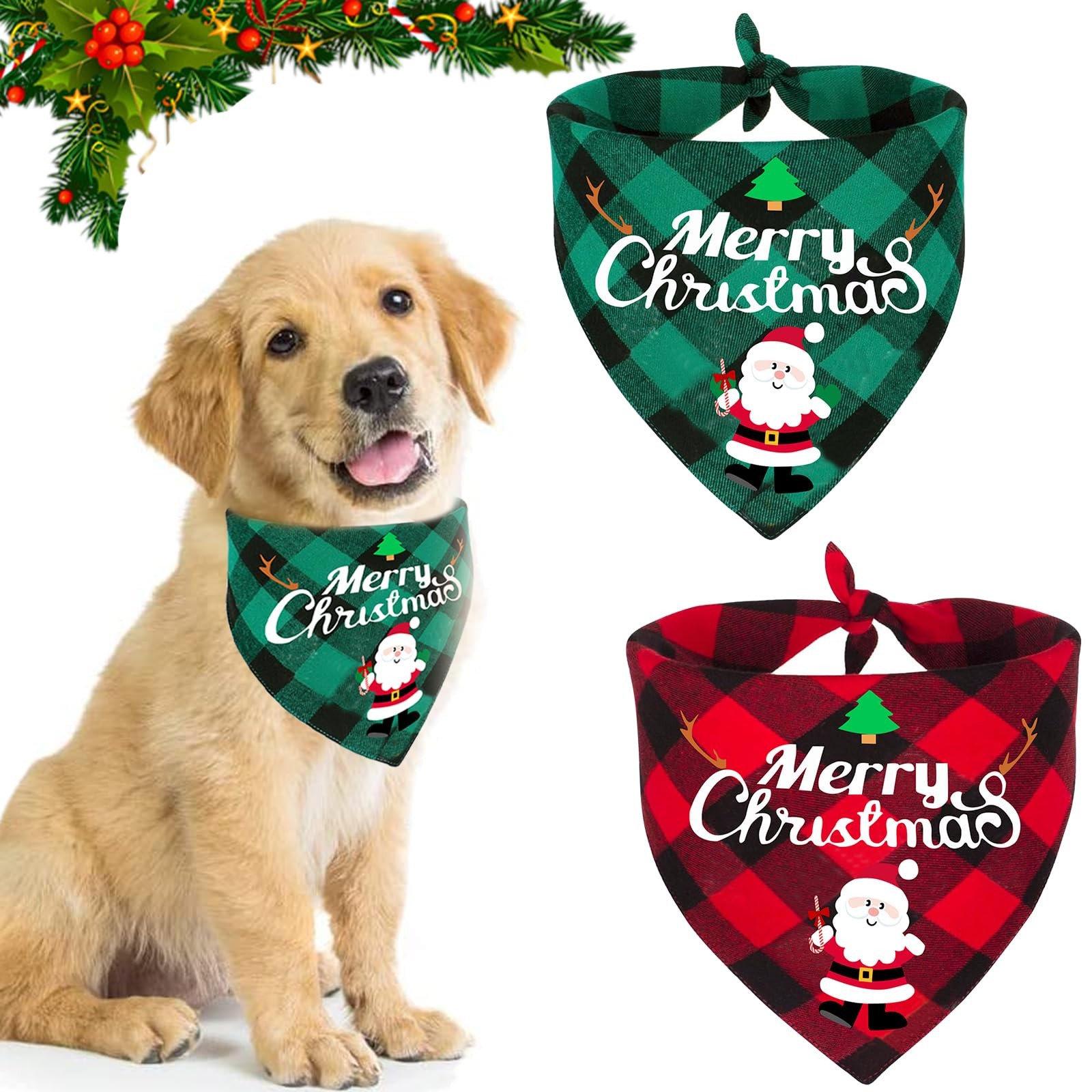 Bandana Cane 2 Pezzi Bandana per Cani e Gatti Accessori Natale per Animali D