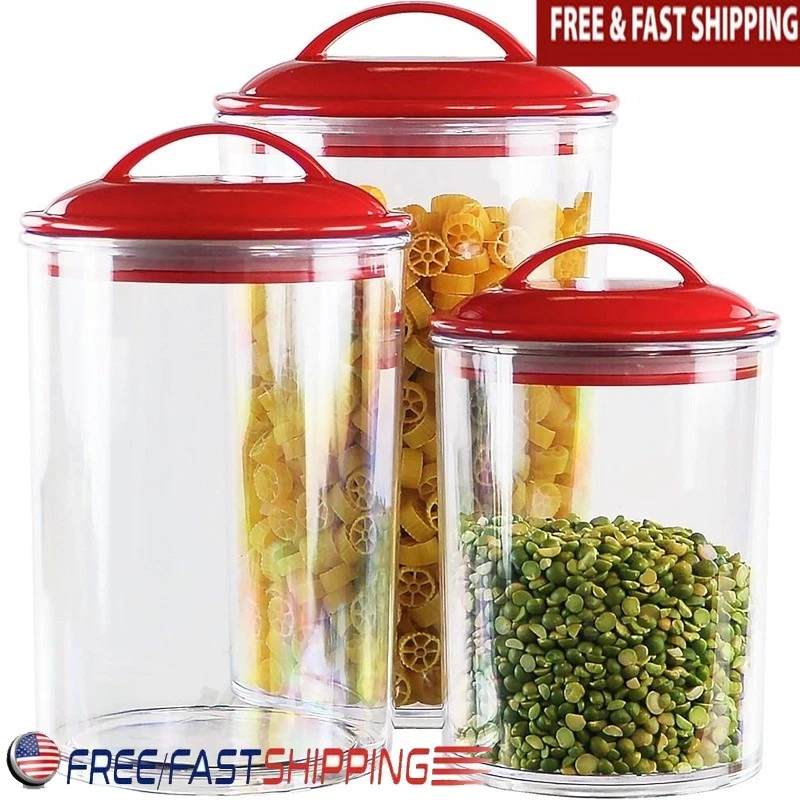 Acrylic Canister Set 6pc Transparent Food Storage Containers BPA Free Durable US