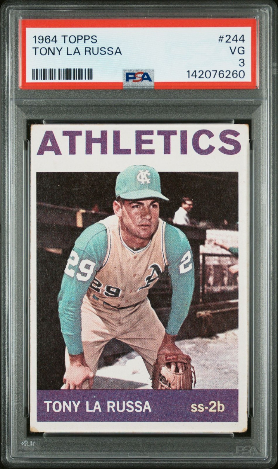 1964 TOPPS #244 TONY LARUSSA RC ATHLETICS PSA 3 VG HOF 2014 NICE CARD!