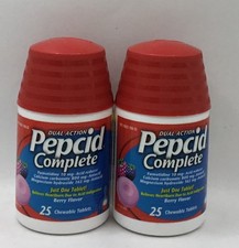 2 Pepcid Complete Dual Action for Heartburn 25x2 50 Tablets Berry Flavor 1/26