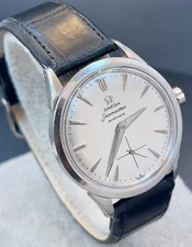 VINTAGE Men 34mm 1958 OMEGA AUTOMATIC SEAMASTER SSTEEL SUB SECOND WATCH SERVICE