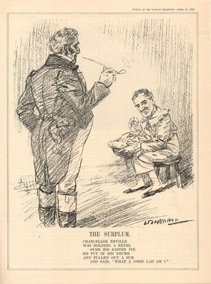 SURPLUM 1935 Neville Chamberlain * Leonard Raven-Hill PUNCH CARTOON PAGE