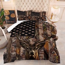 Deer Comforter Sets for Boys Kids Teens,American Flag Camo Queen Yh-deer 7
