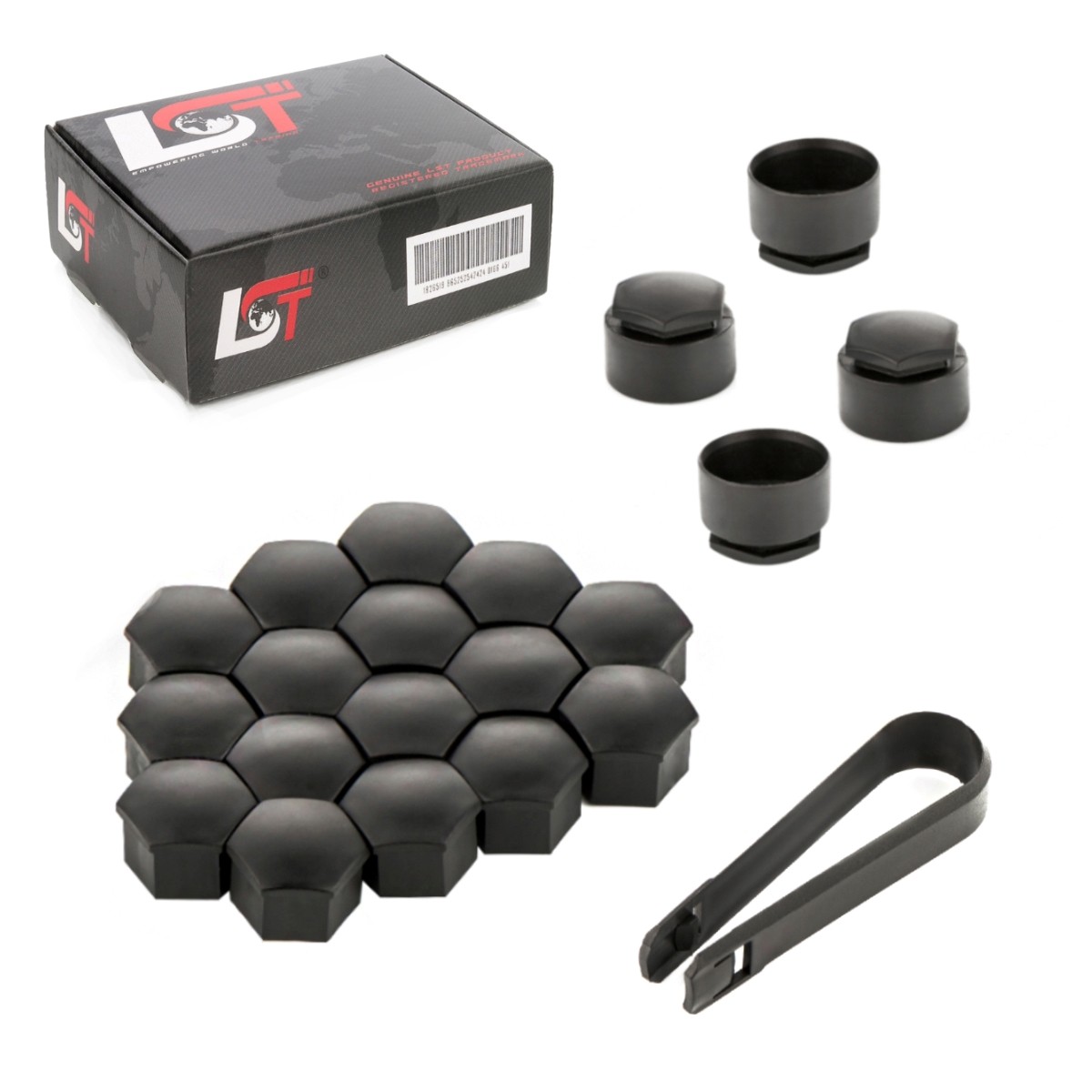 20X Wheel Bolts Hex Caps Theft-Resistant 17 Mm Black For CHRYSLER