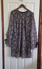 Lined Chiffon Snakeskin Minidress With Bell Sleeves Size 18