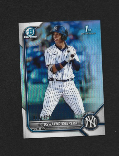 2022 Bowman Oswaldo Cabrera BCP-17 Chrome Refractor 75/499 New York Yankees