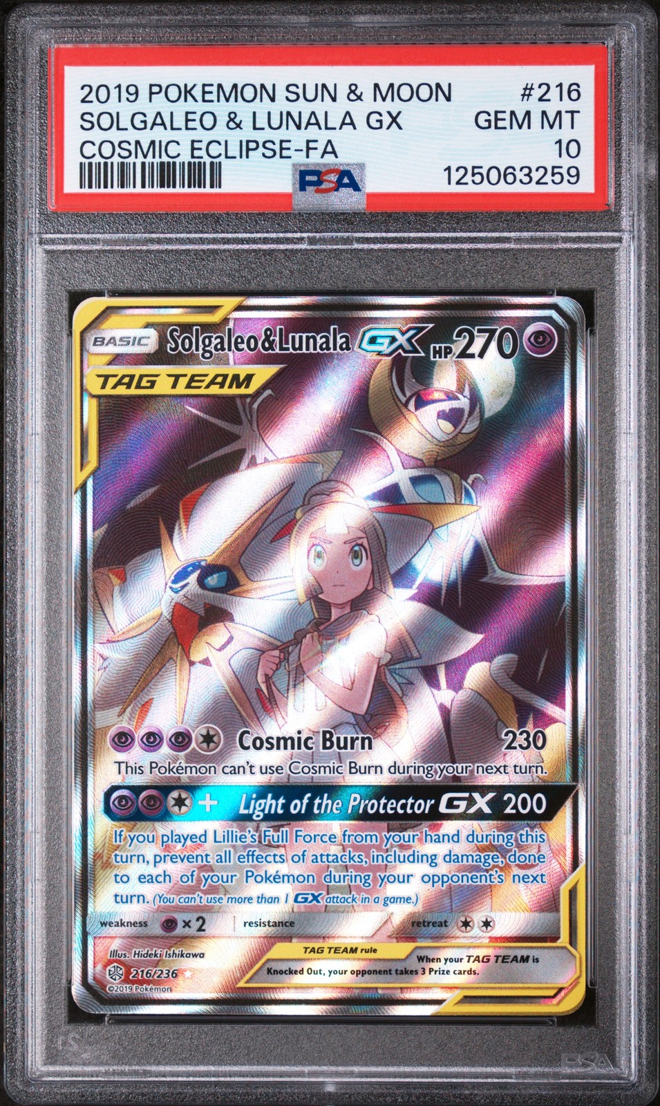Solgaleo & Lunala Gx 216/236 PSA 10 Cosmic Eclipse Pokemon Card Game