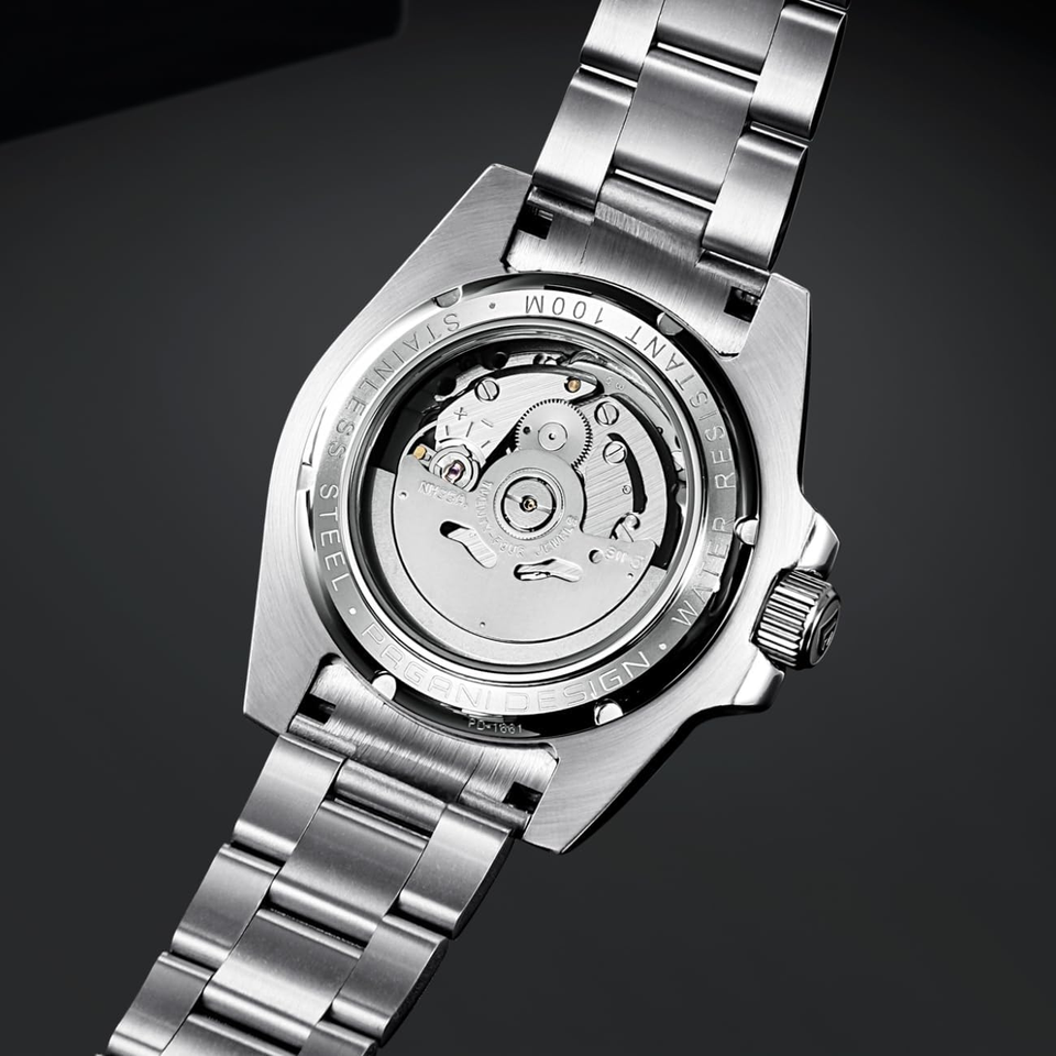 Pagani Design, orologio da uomo, automatico, meccanico, movimento NH35, cinturino in gomma, vetro zaffiro, impermeabile (Azzurro cielo