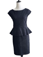 Alice + Olivia Navy Velvet Leopard Peplum Dress Sheath Bodycon Size 8