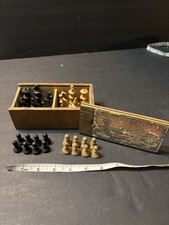 Wood Chess Set in Original Wooden Box Complete Set Vintage TSL Made in France