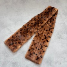 LOUIS VUITTON Echarpe Monogram Mink Scarf Dark Brown 45.3 in Luxury Authentic