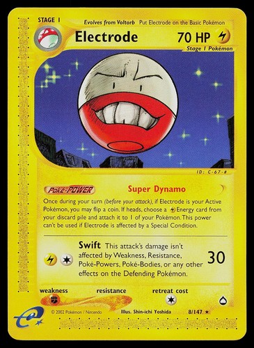 Pokemon Card - Electrode Aquapolis 8/147 Rare