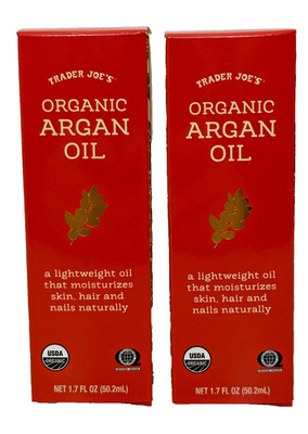 2 Pack Trader Joe's 100% Organic Argan Oil 1.7oz ea Nourish Skin Hair Nails