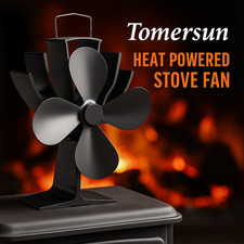 6-Blade Heat Powered Log Burner Fan Silent Wood Stove Fireplace Tool Accessory