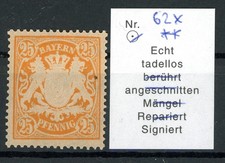 Bayern: Mi.Nr.62x postfrisch, gepr. Sem BPP. Mi: 70,-