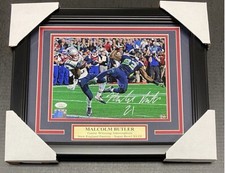 MALCOLM BUTLER AUTOGRAPHED SB XLIX INTERCEPTION PATRIOTS 8x10 PHOTO FRAMED JSA