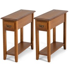 Set of 2 End Table Bedside Sofa Console Table Narrow Nightstand w/Drawer Home