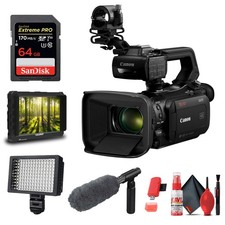 Canon XA70 Camcorder Microphone, Video Monitor, LED Video Light, 64GB Card