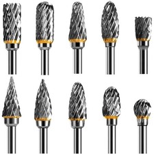 Set di Frese Rotanti Carburo Tungsteno 10 pz, taglio doppio, utensili DIY hobby