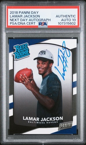 2018 Panini Day LAMAR JACKSON Next Day Autograph SP RC - PSA AUTH / PSA 10 Auto