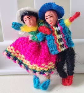 Vtg Handmade Worry Doll Pin Brooch Peru Guatemala Folk Art Yarn Figurine