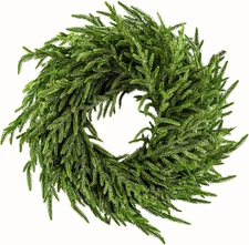 24" Norfolk Pine Wreath for Front Door, Real Touch Norfolk Pine Wreath Artificia