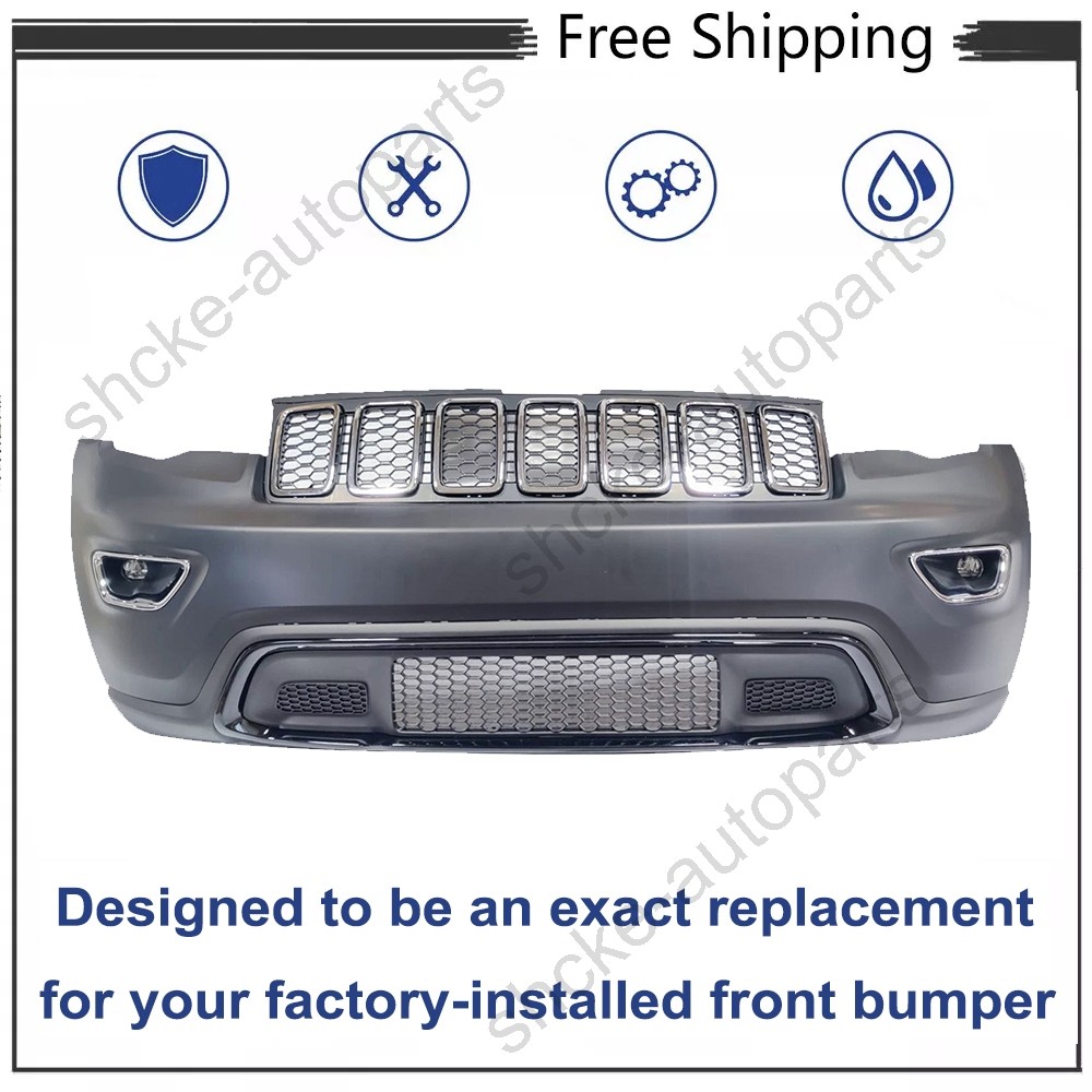 Front Bumper Cover Grille Kit with Light For 2016 2017-2022 Jeep Grand Cherokee