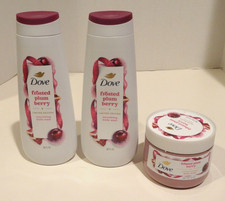 Set of 3 Dove Limited Edition, Frosted Plum Berry, 2x Body Wash and 1x Scrub