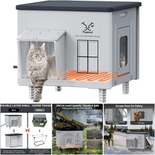 Indestructible Heated Outdoor Cat House - Waterproof Weatherproof 17.7x15x17.5