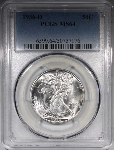 1936-D Walking Liberty Half Dollar PCGS MS64 Flashy Coin 50C