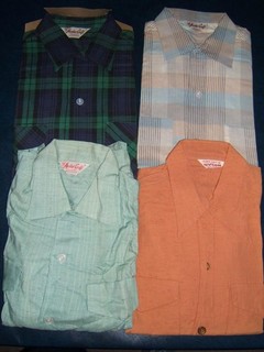 4 CAMICIE VINTAGE DA UOMO CON COLLETTO AD ANELLO 3 MASTER CRAFT E 1 RAYON ACETATO TAGLIA SMALL