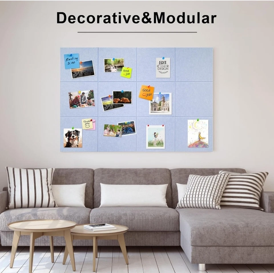 12 Pack Large Cork Board for Walls Slat Wall Paneling 48" X 36" Felt Bulletin - Image 3 of 4