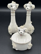 Spaghetti Poodle Vanity Set By Tilso Vintage White Kitschy *Read Description*
