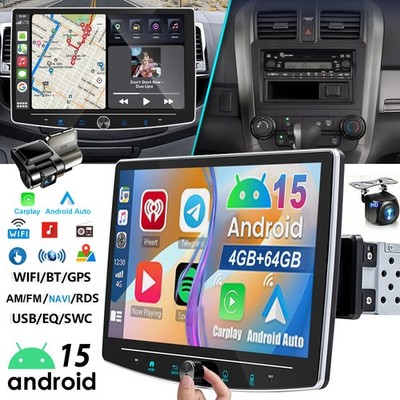 DAB+ Android 15 4+64GB Carplay Autoradio DVR +KAM 1 DIN 360° Drehbar Bildschirm