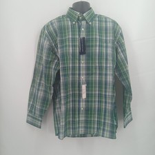 Tommy Hilfiger Button Down Plaid Shirt Mens Size Large 80s 2 Ply 100 Cotton