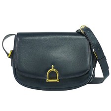 CELINE Crecy Leather Shoulder Bag Navy Gold