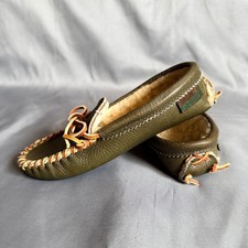 VTG Quoddy Handmade Leather Moccasins Women Sheep Lined Loafers Made In USA 5B