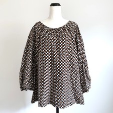 COMMONRY geometric graphic tile blouson blouse top workwear pure cotton sz 22