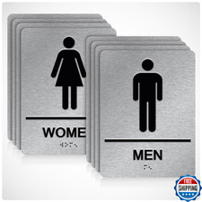 ADA Braille Men and Women Restroom Signs for Business with Double Sided 3M Stron
