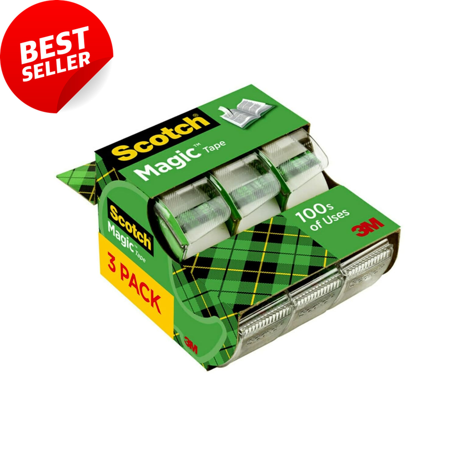 Magic Invisible Tape 3 Rolls w/ Dispensers for Holiday Gift 