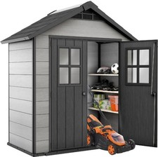 Keter Gerätehaus Oakland Gartenhaus Geräteschuppen 210 x 124,8 x 253cm Holzoptik