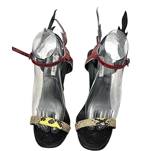Dolls Kill Cape Robbin Red & Yellow Hell Flame Wedge Heel Size 10 M Patent - Picture 5 of 9
