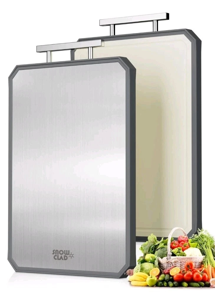 Stainless Steel and Wheat Straw Cutting Board Double Sided Large Size 16”×11”