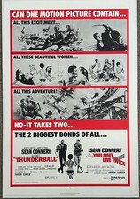 Thunderball + You Only Live Twice US 1 Sheet Double Bill 27x41 LINEN BACKED 1970