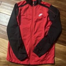 NIKE Dri Fit Boys Black Red Full Zip Track Jacket XL
