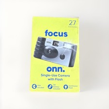 onn. focus Single-Use 35mm Camera with Flash, Fixed Focus, Black Silver