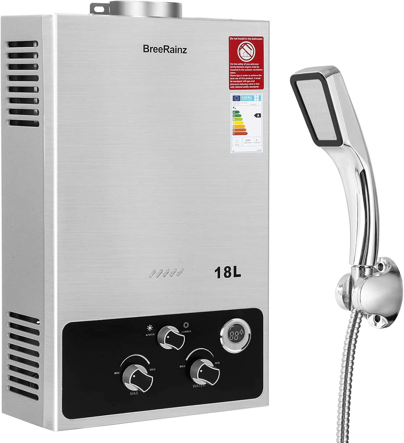 Chauffe-eau à gaz 18LPM instantané contre les pannes d'eau chaude sous la douche