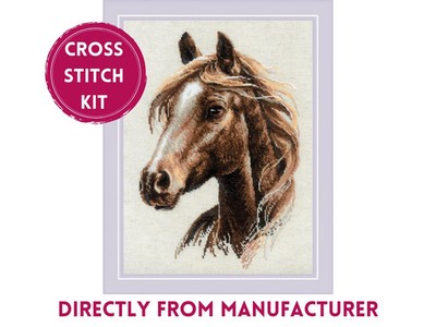 RIOLIS Counted Cross Stitch Kit 2293 Proud Spirit - Great Brown Horse Portrait